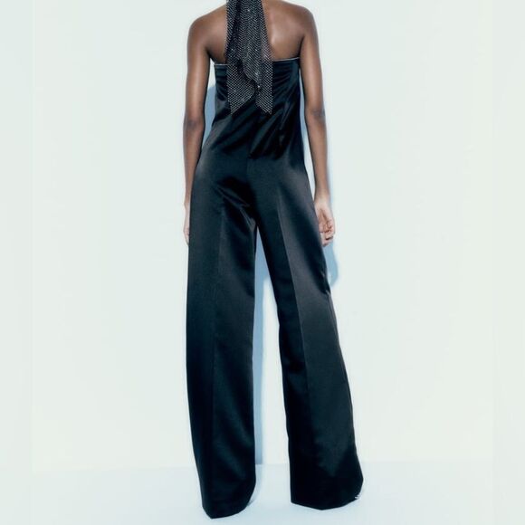 Zara Satin Bandeau Jumpsuit New - Picture 6 of 9